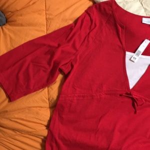 Kim Rogers Red cotton knit Shirt Size 2x